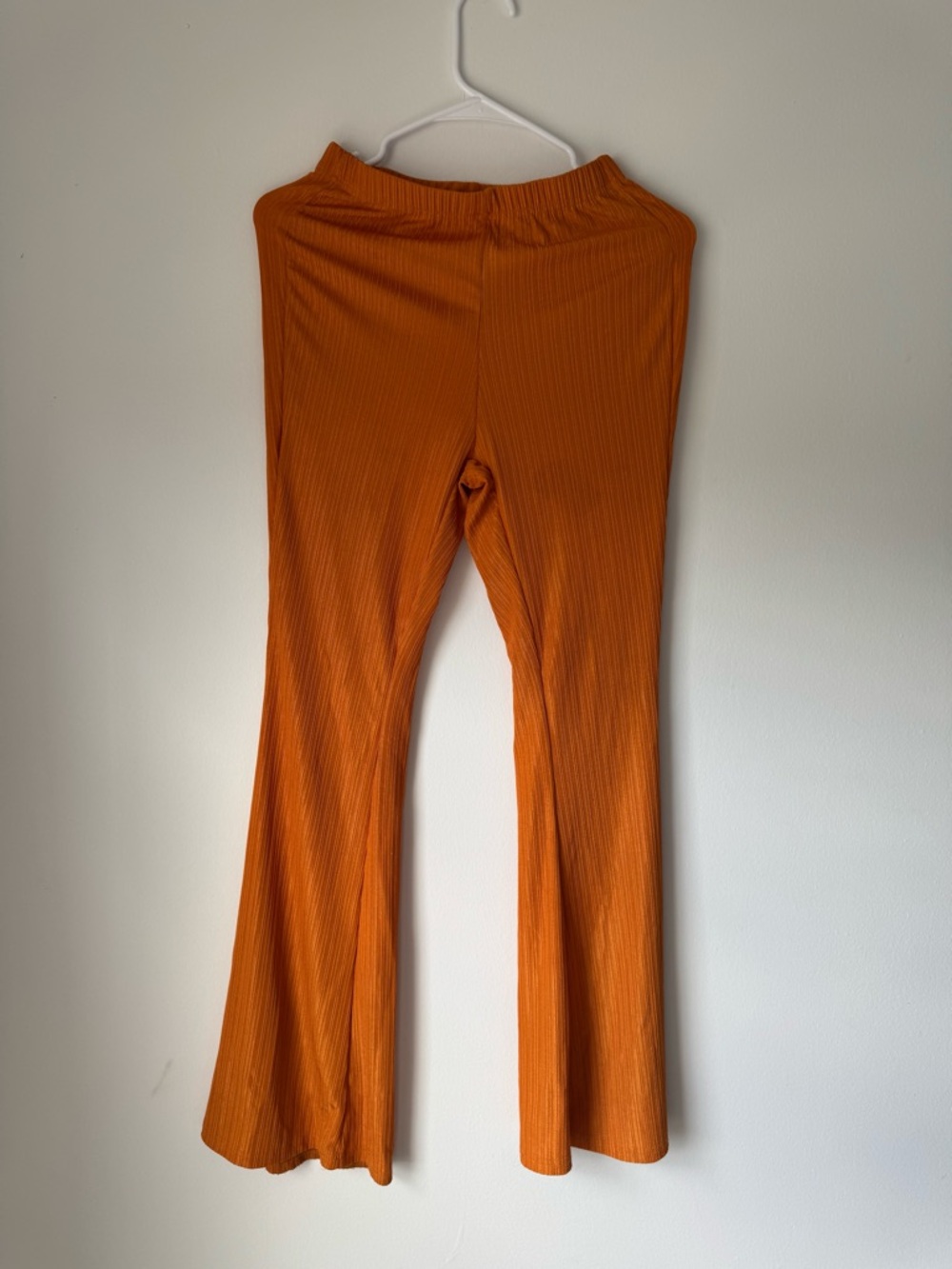 Kids Orange Ribbed Flare Pants